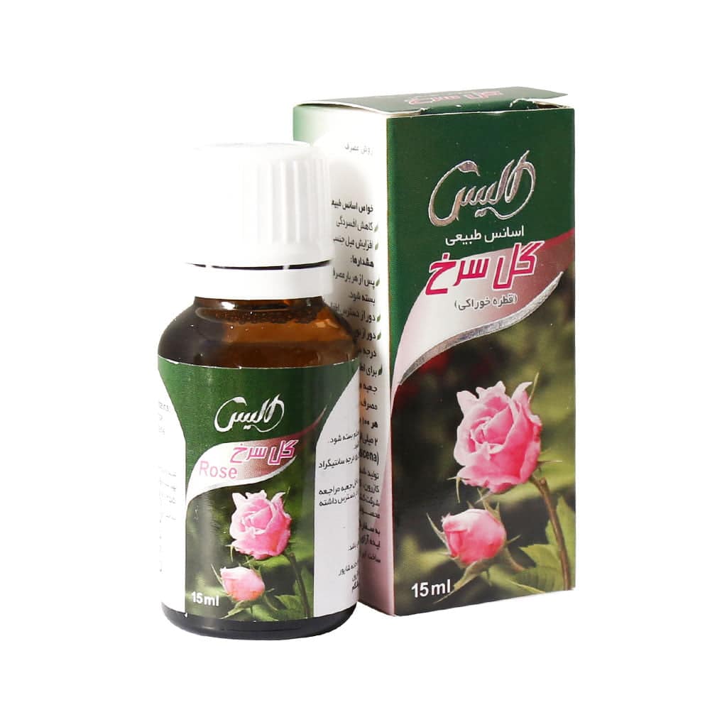 اسانس گل سرخ الیس قطره گل سرخ طبیعی و خوراکی
